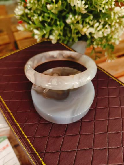 Moonlit Grey Agate Bangle