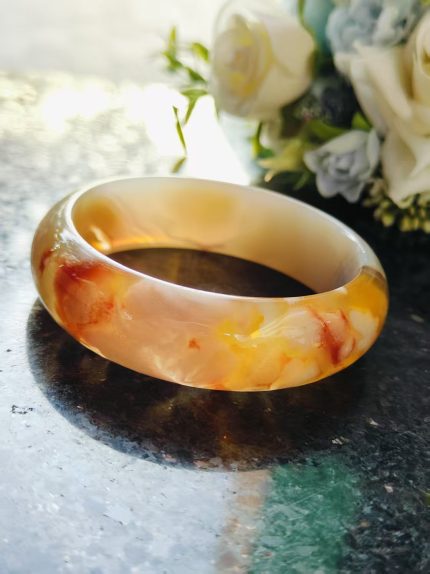 Amber Bloom Agate Bangle